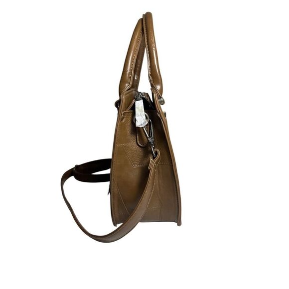 NWT La Terre Fashion Tan Vegan Leather Convertible Crossbody Satchel Purse Bag - Picture 4 of 16